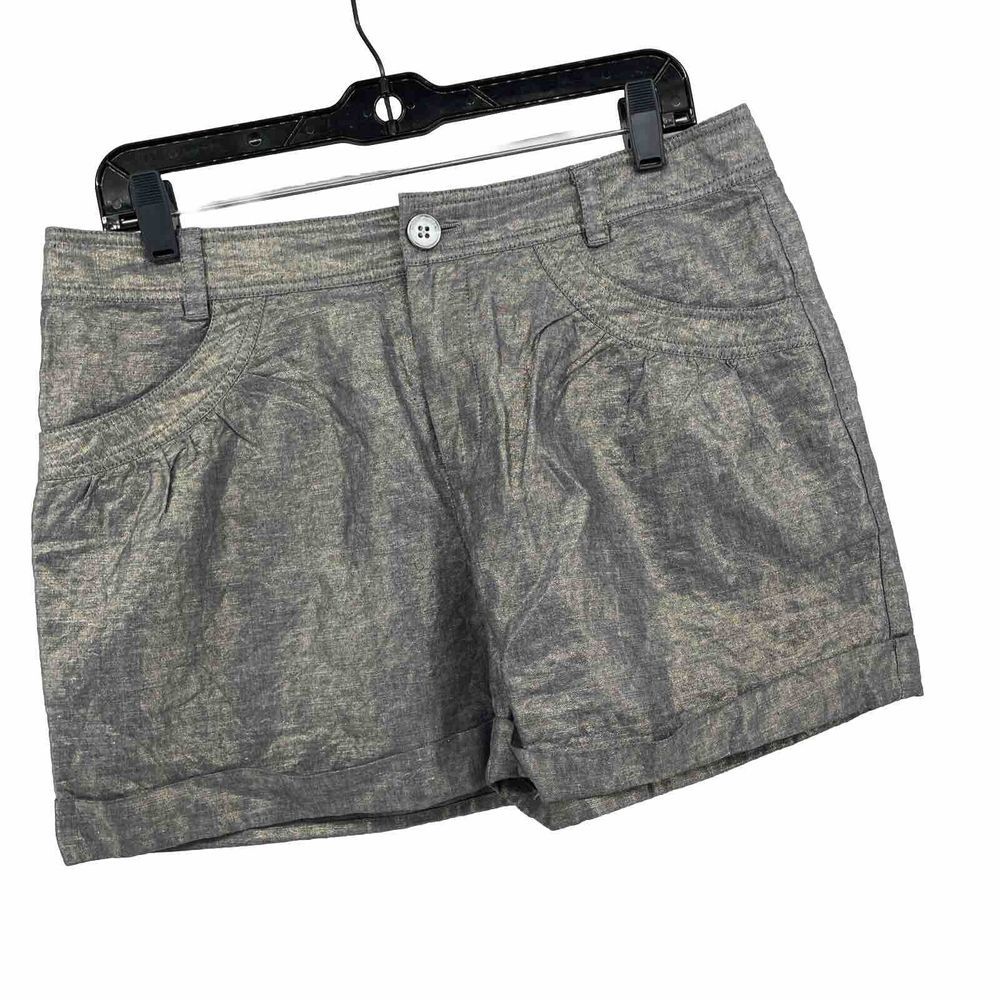 DKNY Shorts Woman's 8 Linen Blend Metallic Gray Silver Y2K 90s 80's Clubwear
